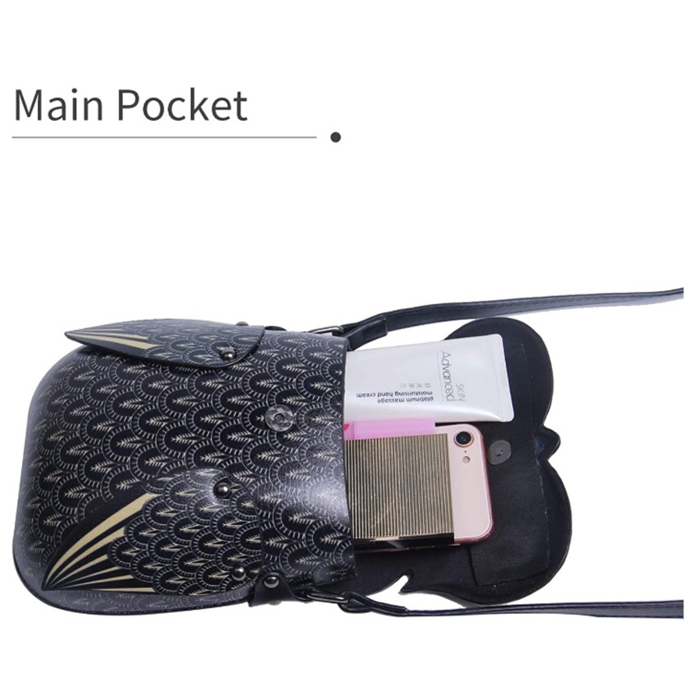 Cute Owl Crossbody Bag Black - Picture 5 of 7